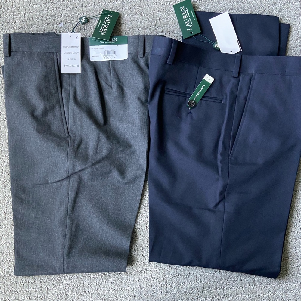 Ralph Lauren Boys dress pants 2 pair Navy and Grey